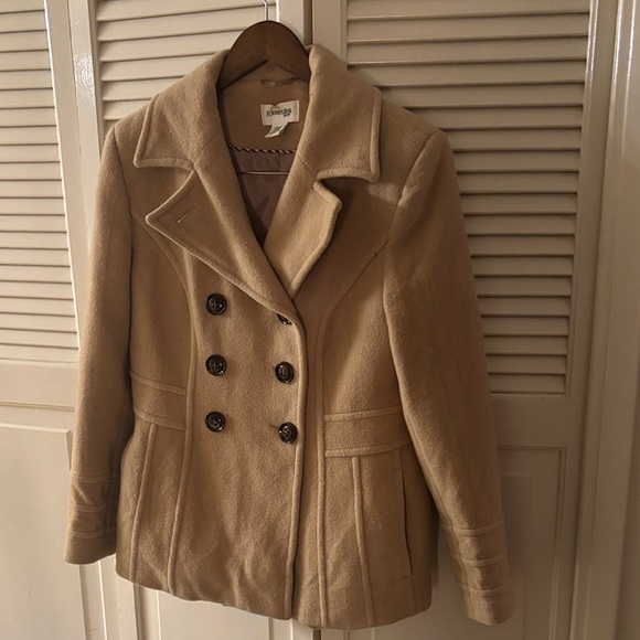 St. John's Bay Classic Tan Pea Coat Wool/Cashmere Blend - Picture 1 of 9